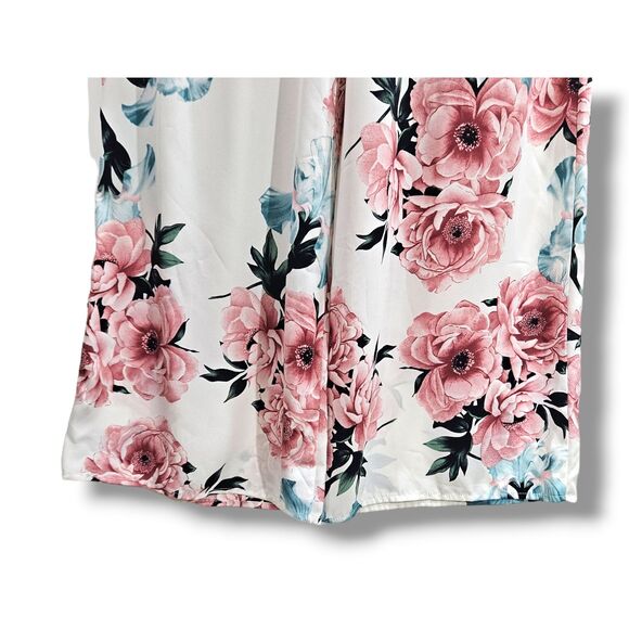 A'GACI Jumpsuit Medium Pink Multicolored Floral Peony Print Halter Wide-Leg Pant - Picture 8 of 16